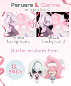 Peruere&Clervie minipostcard,glitter stickers
